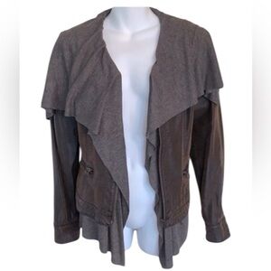 ANTHROPOLOGIE HEI HEI Causeway vegan leather jacket/chore coat zip pockets S